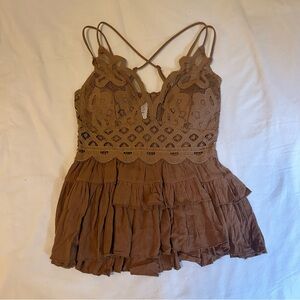 ZENANA Brown Ruffle Top